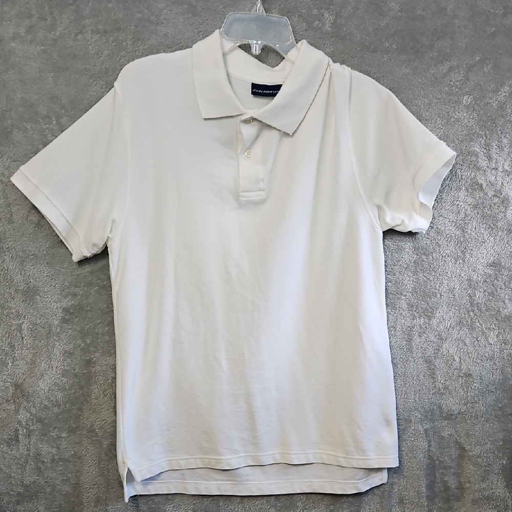 John Ashford White Polo Shirt Vintage Sz Med Cotton
